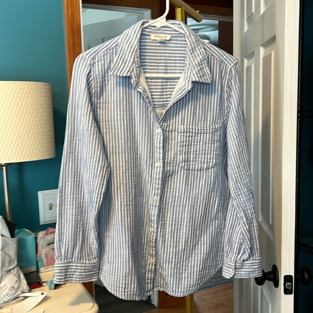 Beach lunch lounge collection. Denim and white stripe.
